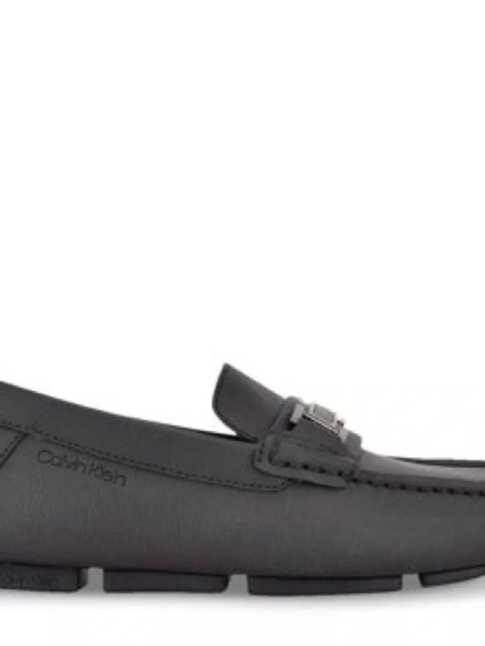 Calvin Klein Grey Slip-On Metal Bit Loafers Leather